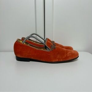 Matthew Cookson orange velvet loafers